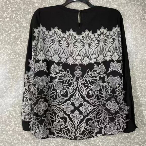 BCBGMaxAzria Black and White Embroidered Blouse - Picture 2 of 3